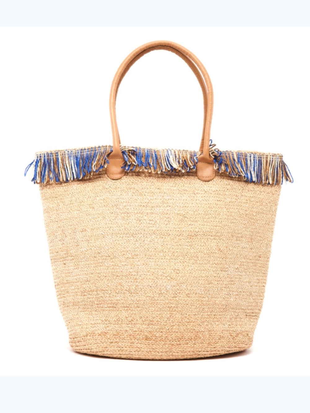 Bahia Astrid Raffia Beach Bag with Fringe Trim